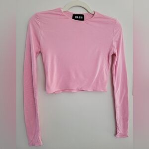 SER.O.YA Pink Long Sleeve Armetis Long Sleeve Crop Top Sz S NWOT